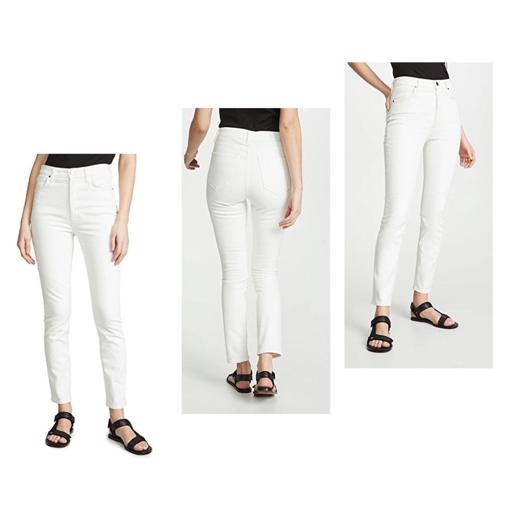$410 goldsign the high rise slim ivory White Jeans jenny nwot gold button fly